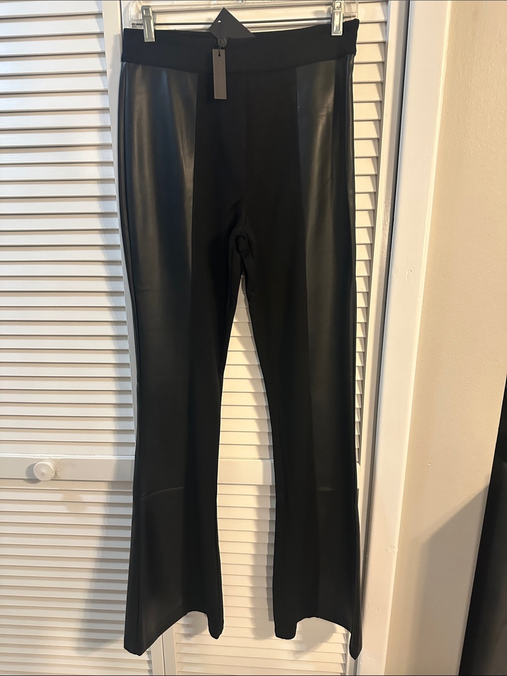 Killstar Black Faux Leather Boot-Cut Flare Pants